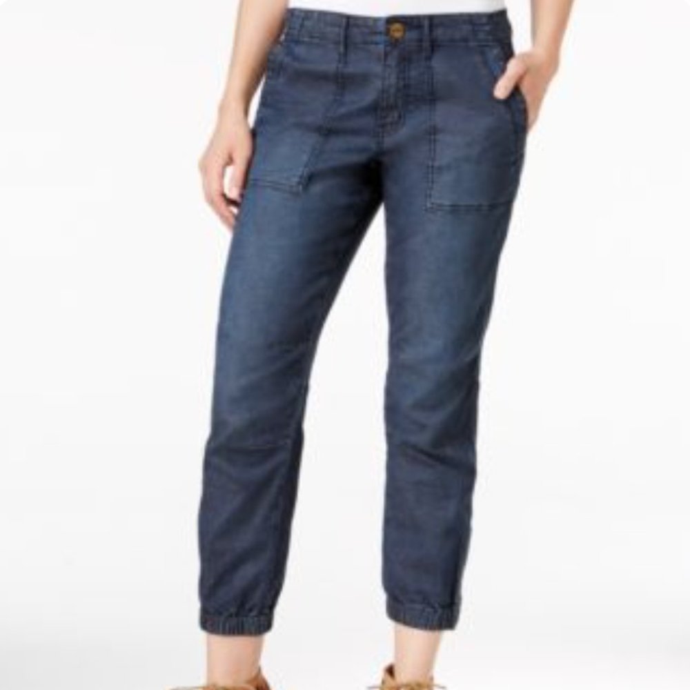 NWT $129 Sanctuary Peace Trooper Denim Cropped Joggers in size 25!